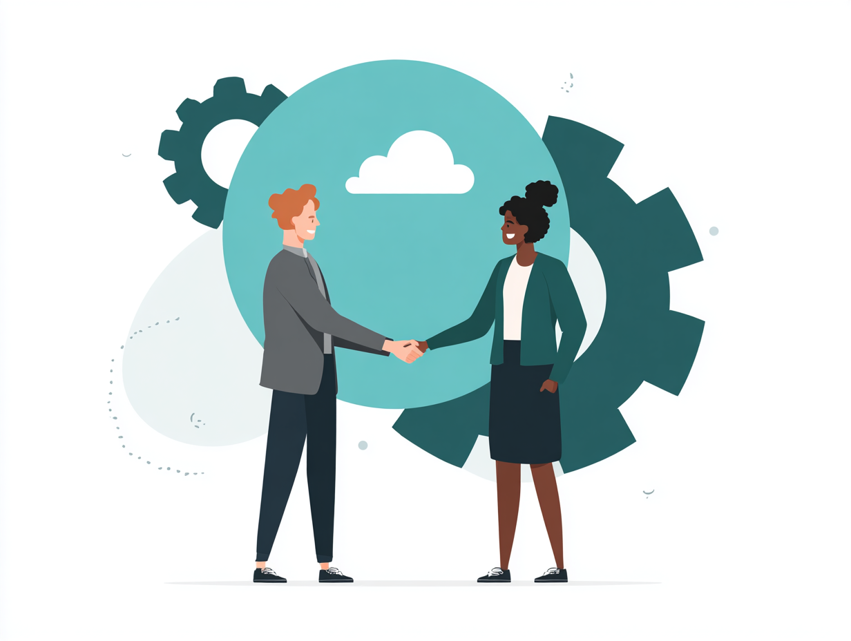 Two people collaborating representing partnership and support